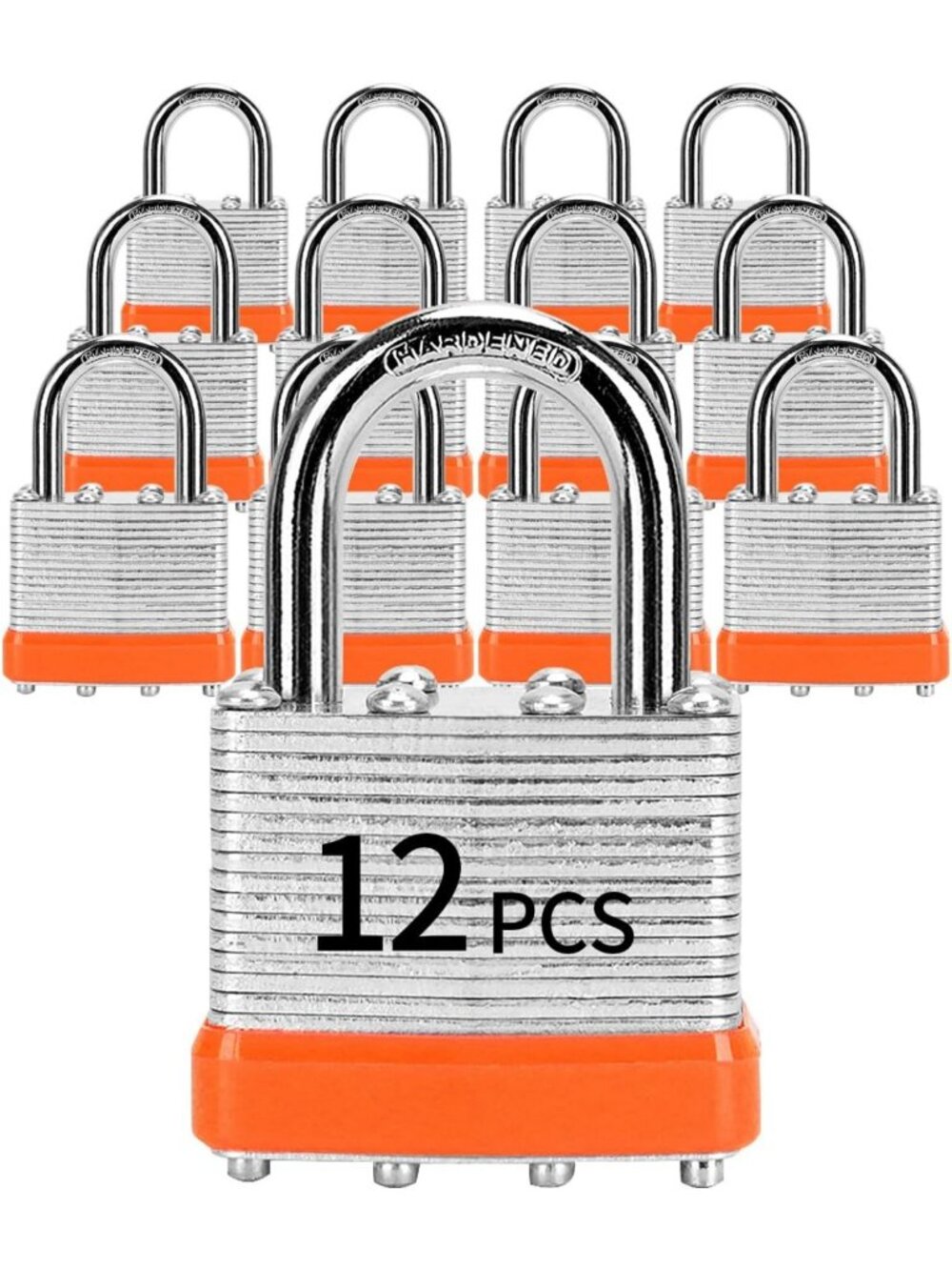 12 Pcs Laminated Steel Padlocks with Same Key - 40mm Security Locks Set